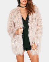 Women's Long Sleeve Fluffy Faux Fur Warm Coat