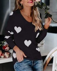 Valentine's Day Loose Love V-neck Knitted Sweater