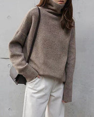 Turtleneck Cashmere Sweater Women Loose Pullover Lazy Wind Warm Knitted Pullover