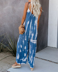 Sleeveless Loose Jumpsuit Adjustable Strap One Piece Jumpsuit with Pockets