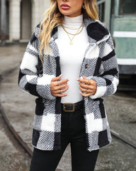 Lapel Long Sleeve Mid-length Plaid Single-breasted Double-sided Velvet Casual Jacket