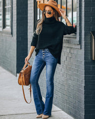 High-waist Elastic Slim Flared Jeans