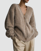 Fuzzy V Neck Loose Cardigan Sweater