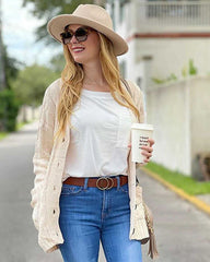 Plain Twist Button Cardigan Sweater