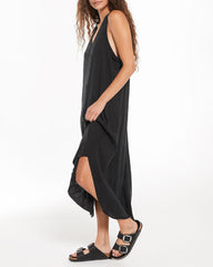 Sleeveless Crew Neck Spaghetti Strap Dress Bohemian Casual Loose Long Flowy Dress