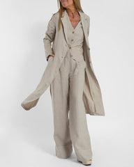 Casual Slim Fit Long Blazers Collar Jacket with Flap Pockets