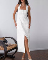 Halter Sleeveless Breasted Elegant Midi Dress