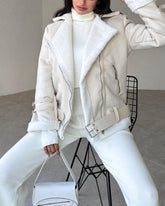 Premium Suede Fabric Jacket with Belt