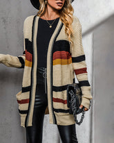 Striped Chunky Knit Cardigan