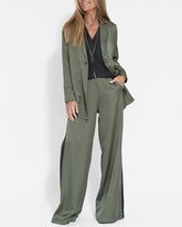 Two-Piece Set Long Sleeve Lapel Leisure Blazers Plain Wide Leg Pants Suits