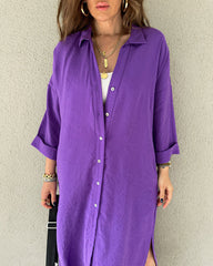 Button Long Pocket Shirt Casual Dress