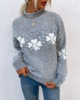 Half High-neck Snowflake Pattern Knitwear Sweater