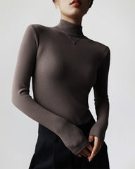 Velvet Half Turtleneck Long Sleeve Thread Slim-fit Base T-shirt