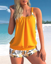 Two Piece Tummy Control Bathing Suits Tankini Top with Sporty Shorts