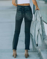 Washing Black Grinding Edge Swing Jeans