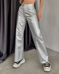 Retro Straight-leg Trousers Pants with Pockets