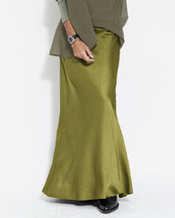 Silk Satin Mermaid Skirt Solid Color Smooth and Flowing Midi Length Skirts