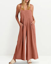 Crew Neck Short Sleeve Waist Cut Out Backless Casual Jumpsuit Romper