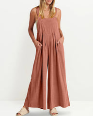 Crew Neck Short Sleeve Waist Cut Out Backless Casual Jumpsuit Romper