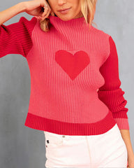 Heart Pattern Color Block Sweater