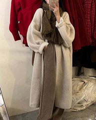 Plain Midi Open Front Cardigan Sweater