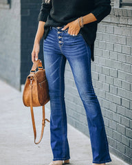 High-waist Elastic Slim Flared Jeans