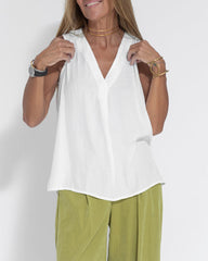 Women's Sleeveless V-Neck Chiffon Blouse Vest