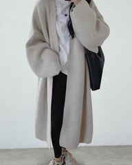 Plain Midi Open Front Cardigan Sweater
