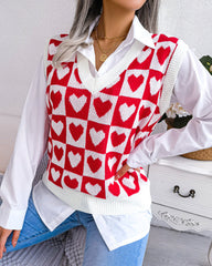 Valentine's Day Love V Neck Knit Sweater Vest