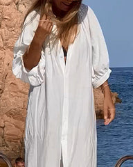 Casual Loose Cozy Long Sleeve Shirt Dress