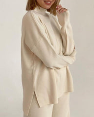 Long Sleeve Loose Casual Mid-Turtleneck Sweater