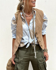 Casual Slim Fit Sleeveless Crop Vest