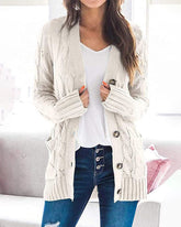 Plain Twist Button Cardigan Sweater