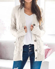 Plain Twist Button Cardigan Sweater