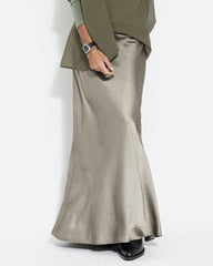 Silk Satin Mermaid Skirt Solid Color Smooth and Flowing Midi Length Skirts