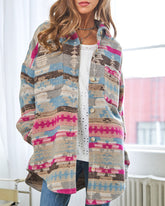 Aztec Lapel Long Sleeve Western Jacket
