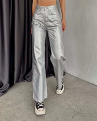 Retro Straight-leg Trousers Pants with Pockets