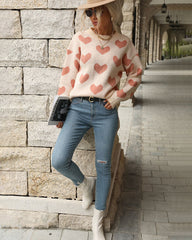 Leisure Love Long Sleeve Pink Knitted Sweater