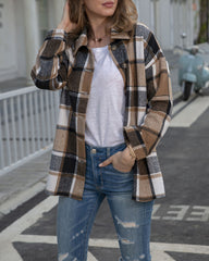 Flannel Shirt Long Sleeve Button Up Ladies Plaid Jackets