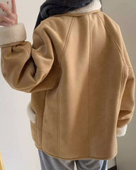 Lamb Wool Jackets Turn-down Collar Loose Fur Coat