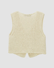 Vintage Knit Sweater Vest Open Front Out Hollow Tank Crop Sleeveless Button Out Top