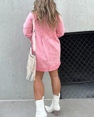 Denim Shirt Dress 3/4 Long Sleeve Button Down Babydoll Jean Shirt Dresses