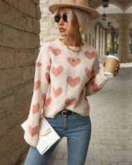 Leisure Love Long Sleeve Pink Knitted Sweater