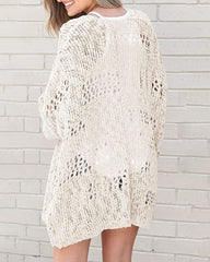 Long Sleeve Cutout Knit Cardigan