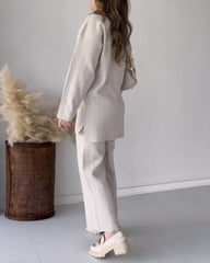 Solid Color Turtleneck Mid-length Casual Two-piece Sweater Set