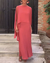 Soft Two-Piece Set Multiwears Versatile Irregular Top and Elegant Dress