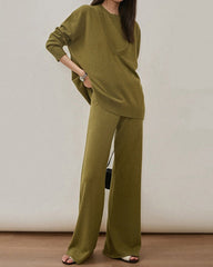 Casual Knit Long Sleeve Shirt Knit Vest Pants Three Piece Set