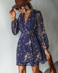 Sexy V-neck Chiffon Print A-line Mini Dresses