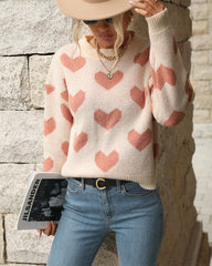 Leisure Love Long Sleeve Pink Knitted Sweater