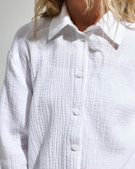 Solid Color Long Sleeve Cotton Crepe Shirt